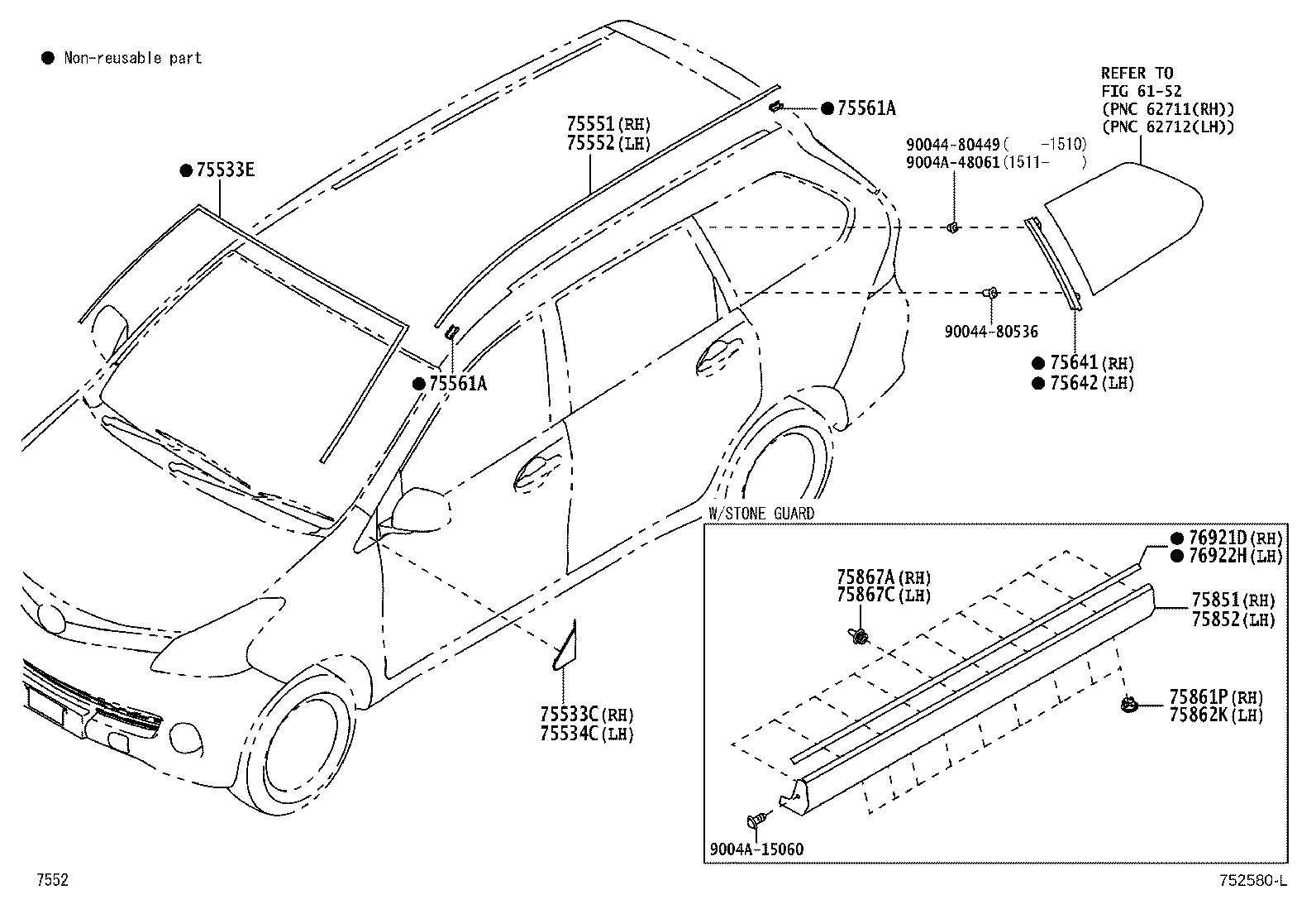 Toyota 90044-67474 CLIP, ROCKER PANEL MOULDING