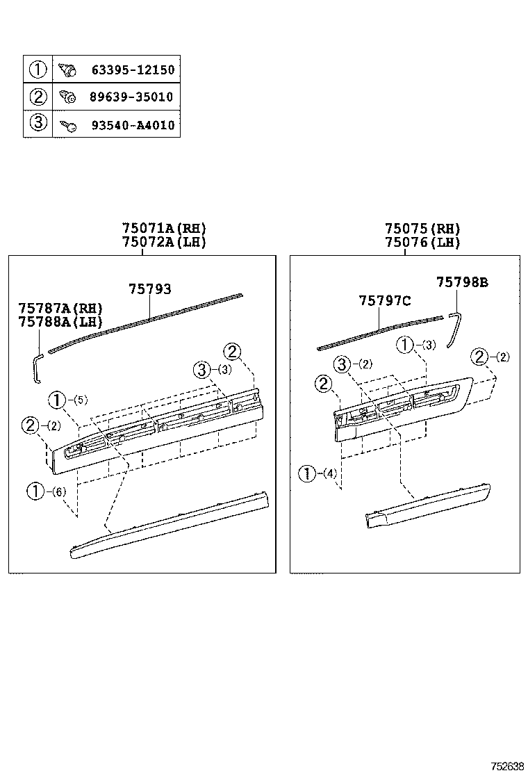 75075-60120-A2 MOULDING SUB-ASSY, REAR DOOR, OUTSIDE RH product image