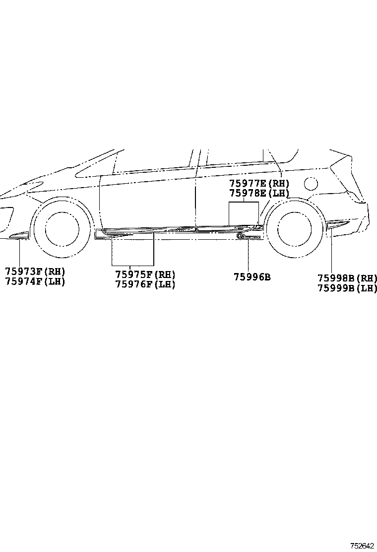 75977-47060 STRIPE, REAR DOOR OUTSIDE, LOWER RH product image