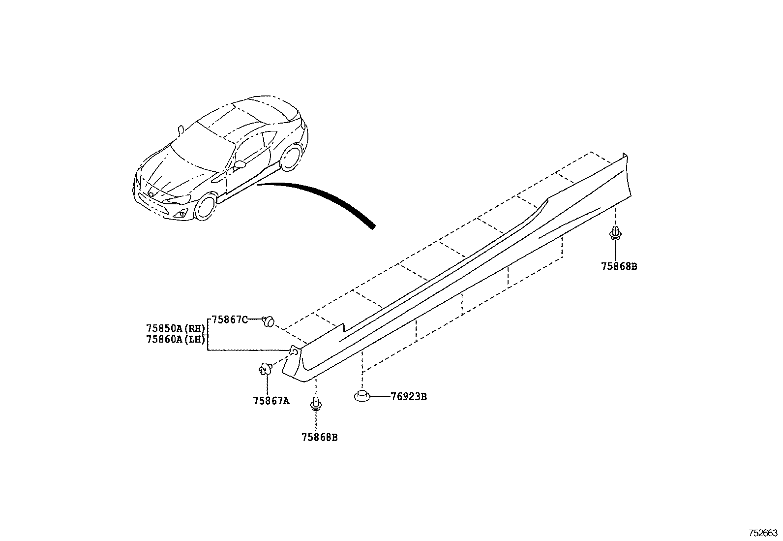 SU003-04232 MOULDING ASSY, BODY ROCKER PANEL, LH product image