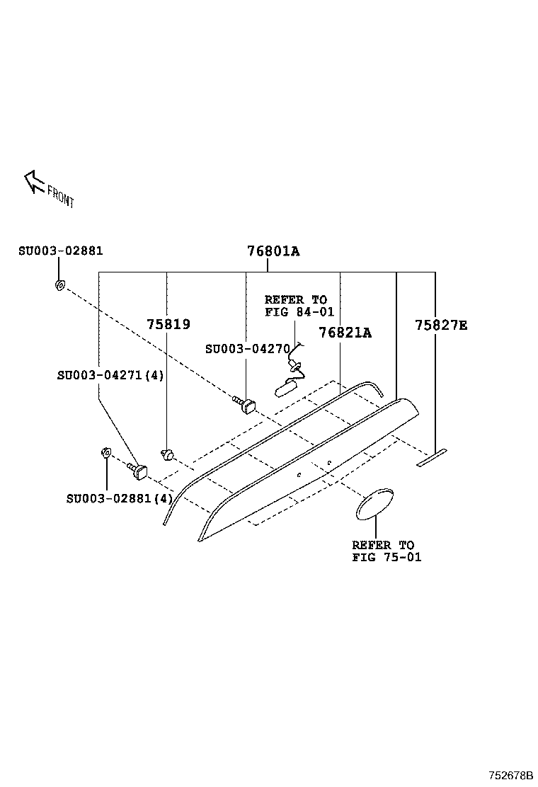 Toyota SU003-06005 GARNISH SUB-ASSY, LUGGAGE COMPARTMENT DOOR, OUTSIDE