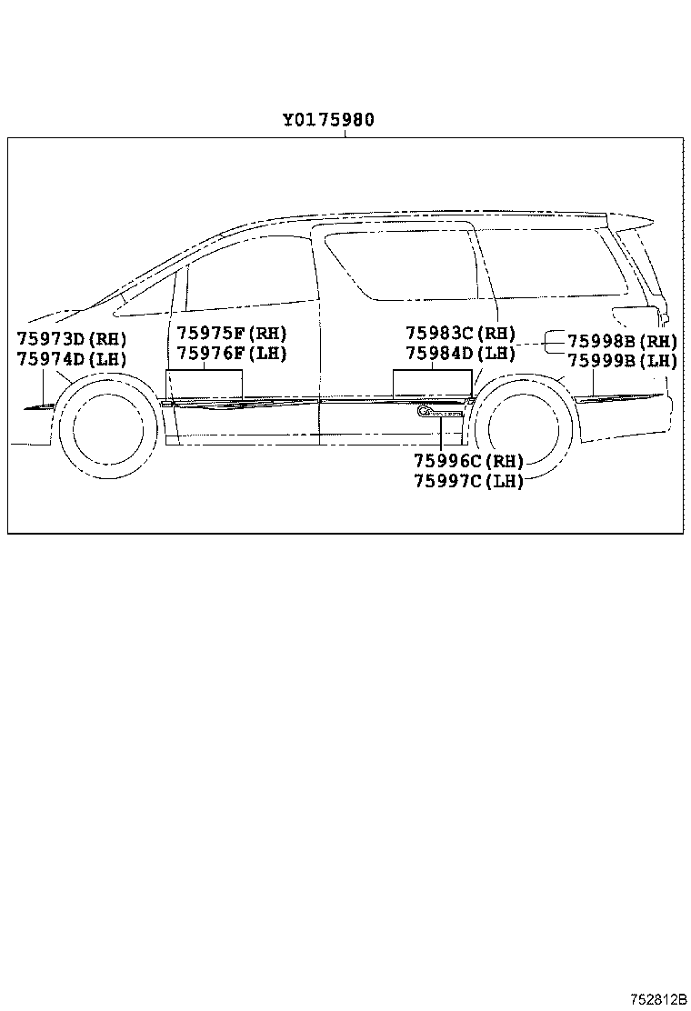 75975-58010 STRIPE, FRONT DOOR OUTSIDE, LOWER RH product image
