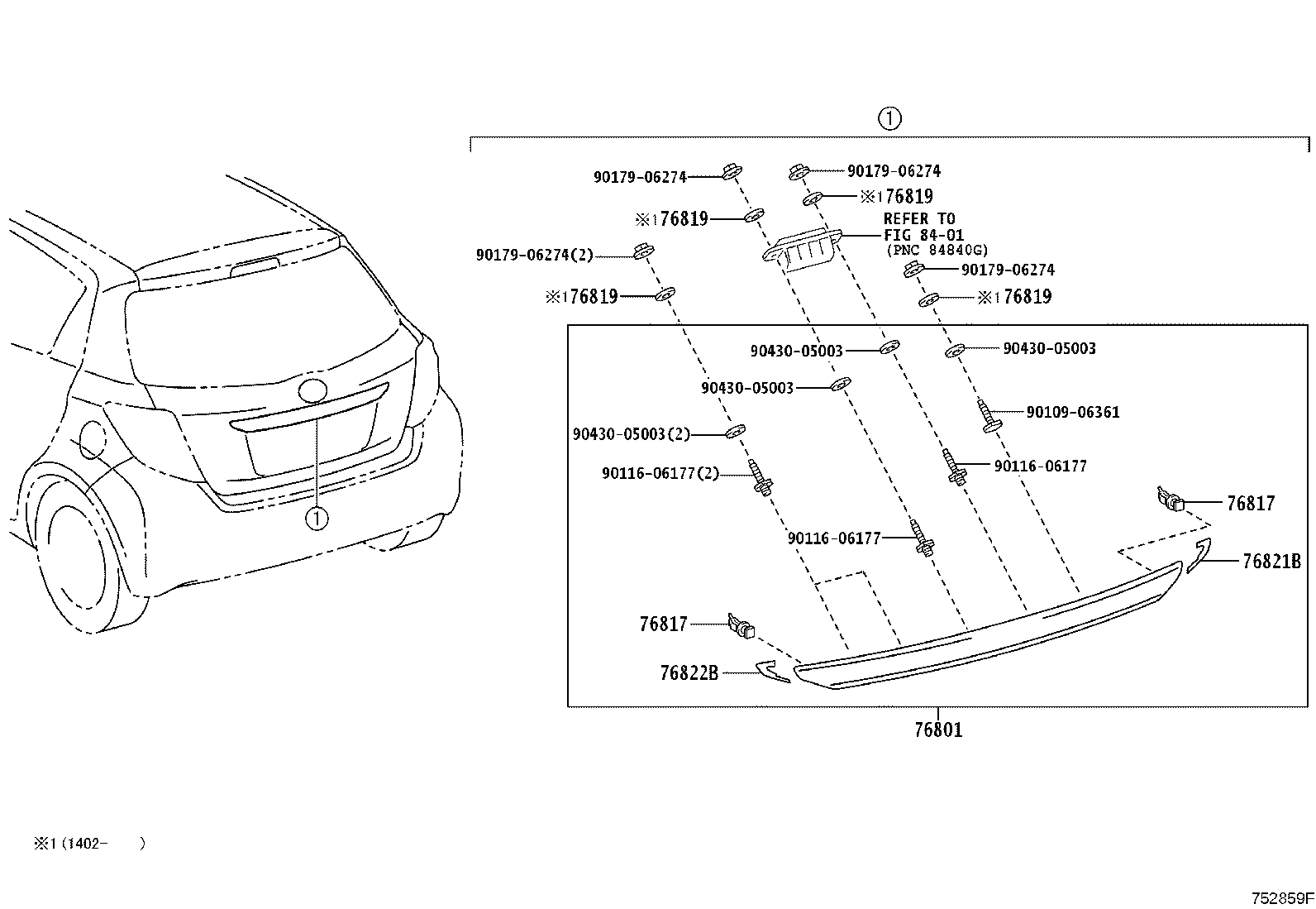 Toyota 76801-0D192 GARNISH SUB-ASSY, BACK DOOR, OUTSIDE