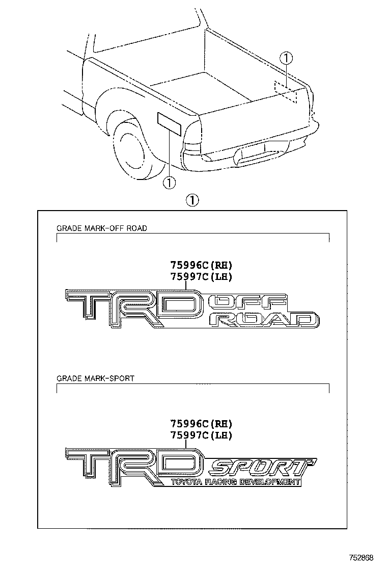 75996-0C080-A2 STRIPE, REAR BODY, RH product image