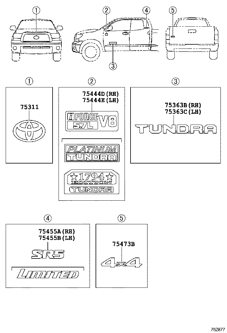 75471-0C050 PLATE, REAR BODY NAME, NO.1 product image
