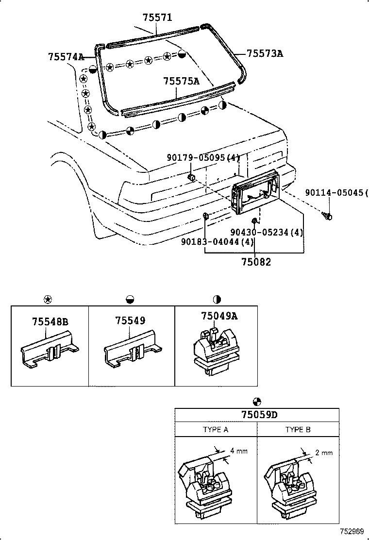 75571-91F01 MOULDING, BACK WINDOW, OUTSIDE UPPER product image