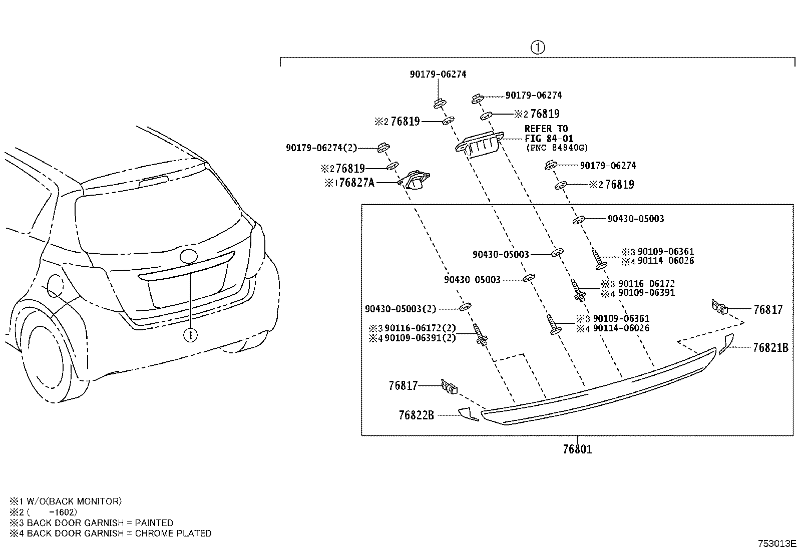 76801-0D830 GARNISH SUB-ASSY, BACK DOOR, OUTSIDE product image