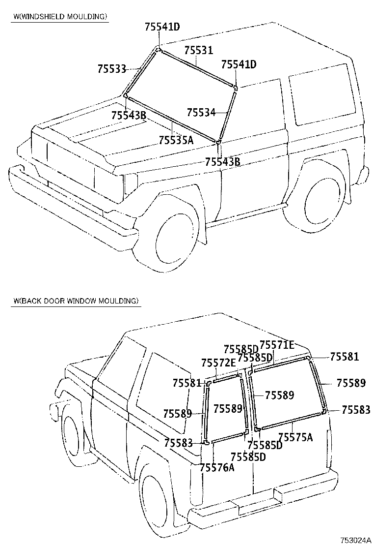 Toyota 75554-60060 MOULDING, ROOF DRIP SIDE FINISH, REAR LH