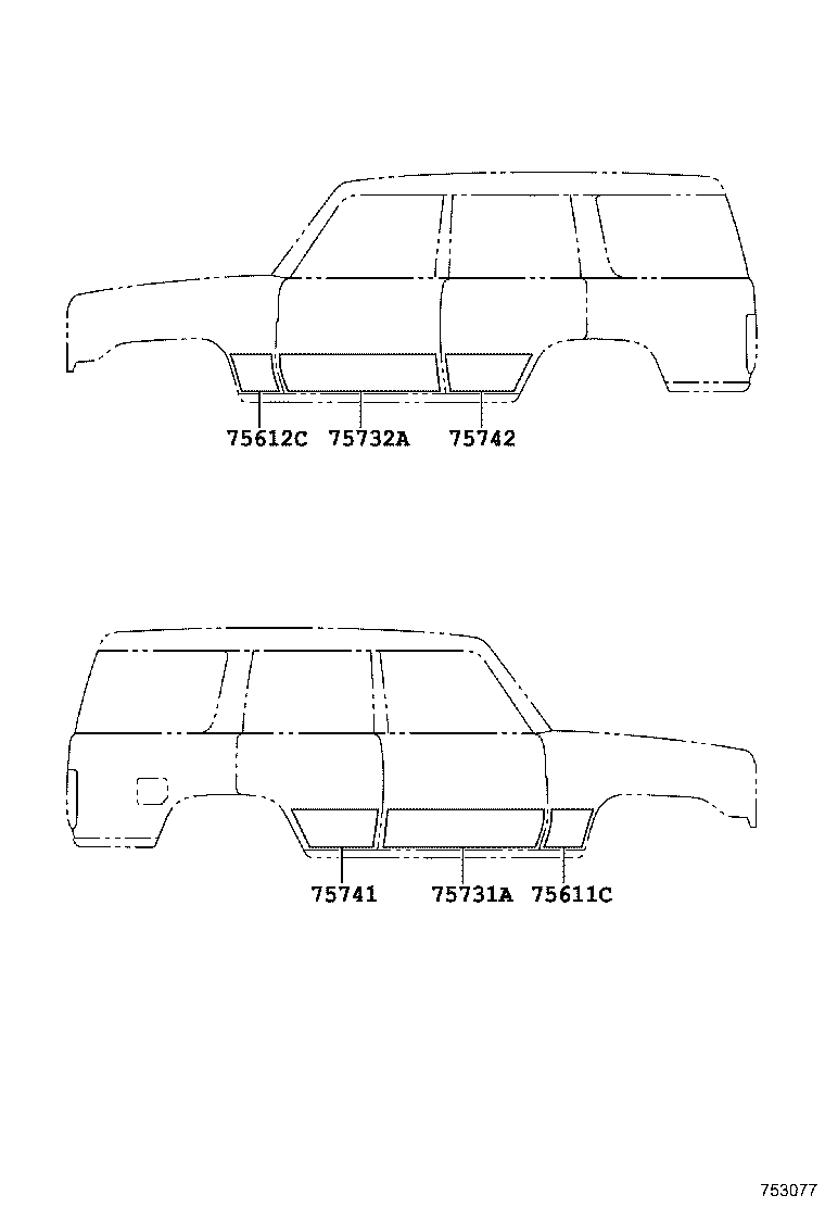 75554-60010 MOULDING, ROOF DRIP SIDE FINISH, REAR LH product image