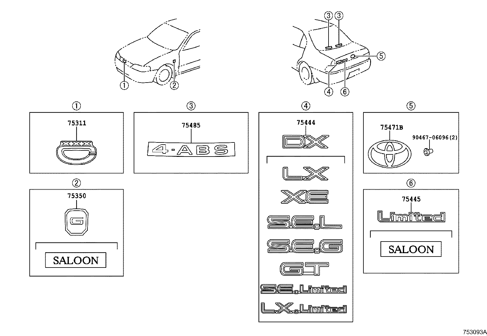 75471-12100 PLATE, REAR BODY NAME, NO.1 product image