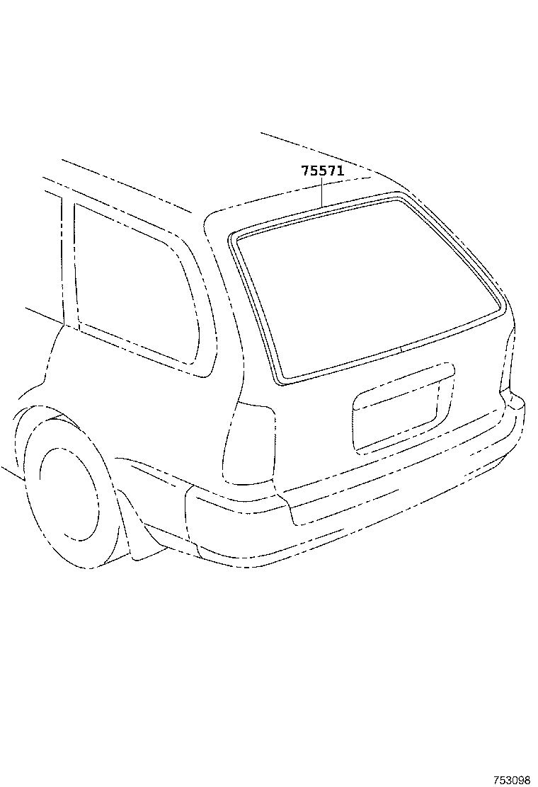 76801-12380 GARNISH SUB-ASSY, BACK DOOR, OUTSIDE product image