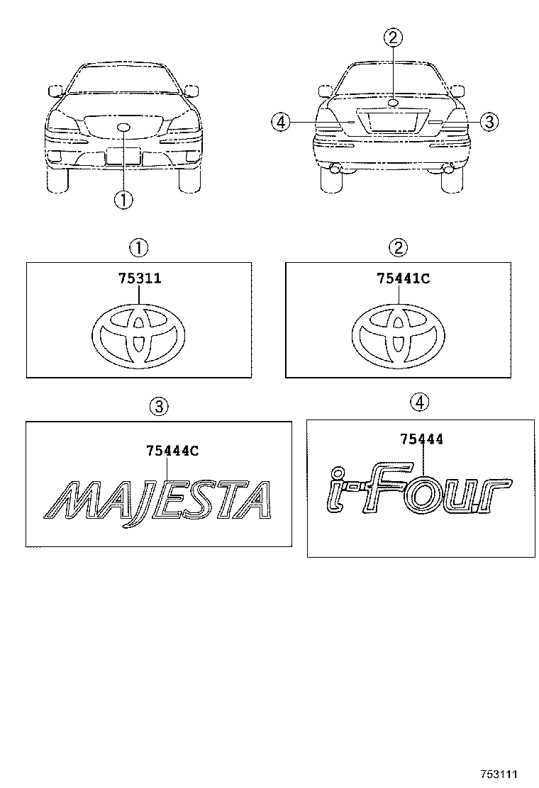 53141-30060 EMBLEM, RADIATOR GRILLE (OR FRONT PANEL) product image