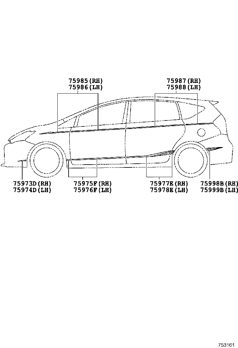 75974-47040 STRIPE, FRONT BUMPER SIDE, LH product image