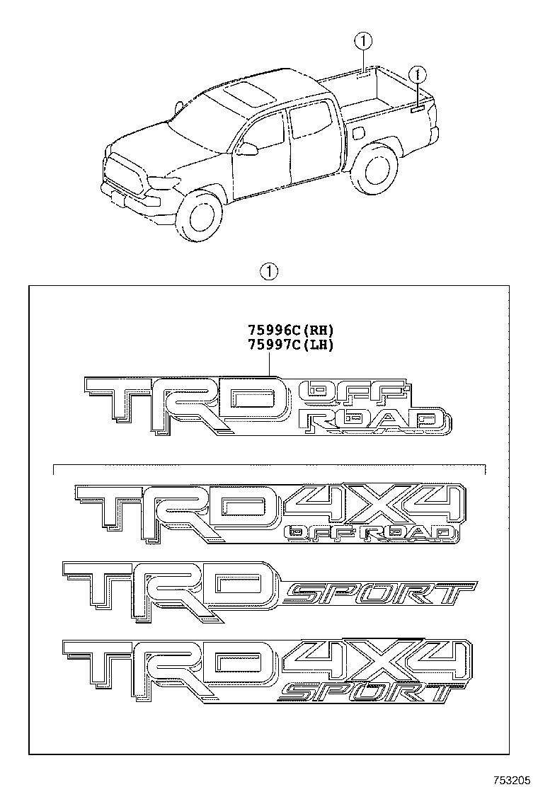 75996-0C080-A2 STRIPE, REAR BODY, RH product image