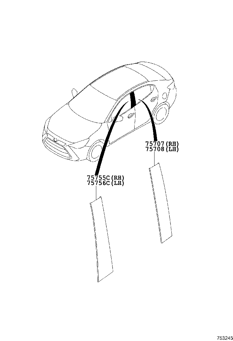 75554-WB002 MOULDING, ROOF DRIP SIDE FINISH, REAR LH product image