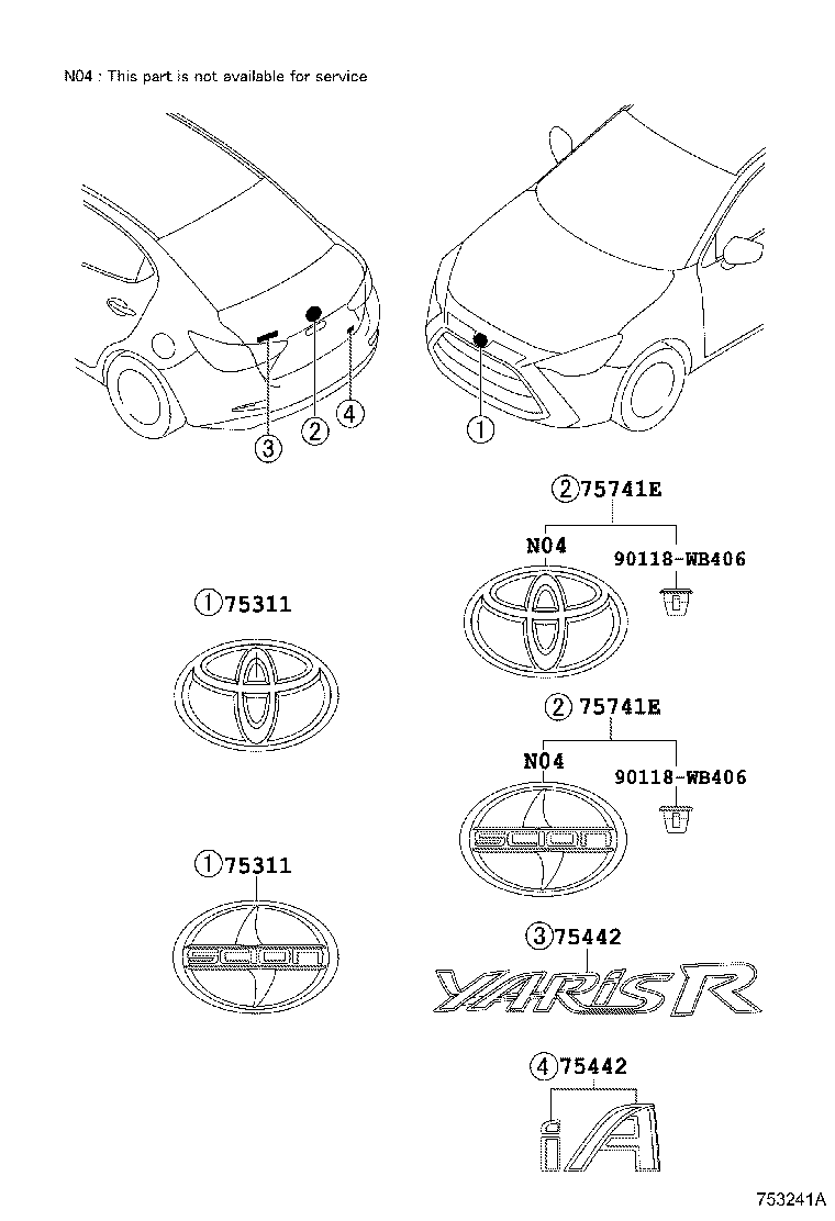 Toyota 90118-WB886 EMBLEM, SYMBOL