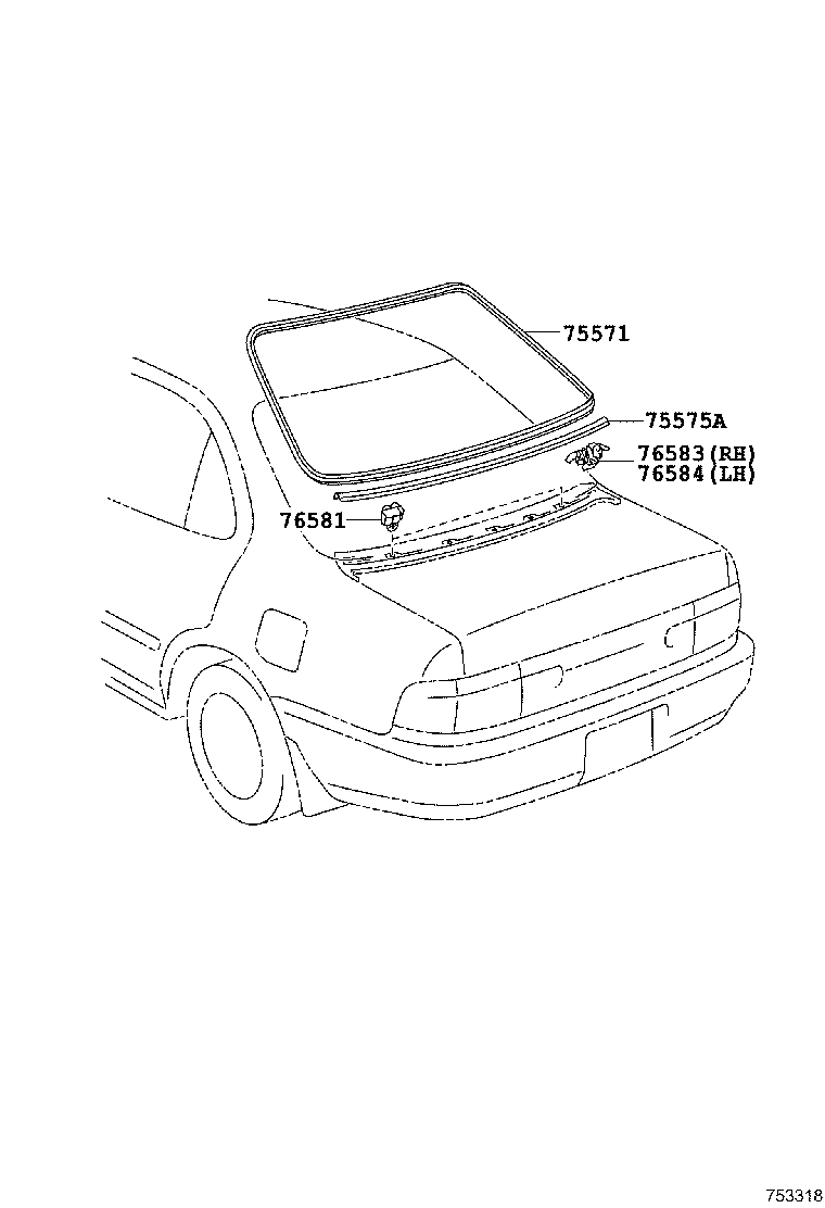 75571-12600 MOULDING, BACK WINDOW, OUTSIDE UPPER product image