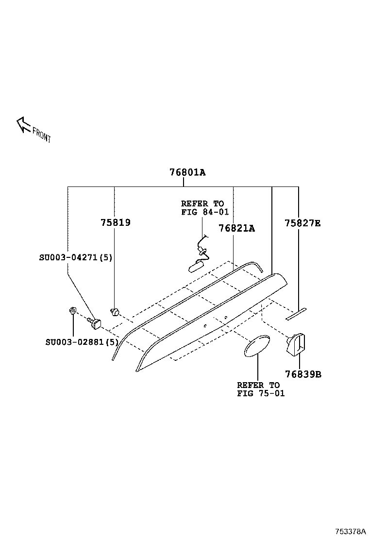 SU003-06655 GARNISH SUB-ASSY, LUGGAGE COMPARTMENT DOOR, OUTSIDE product image