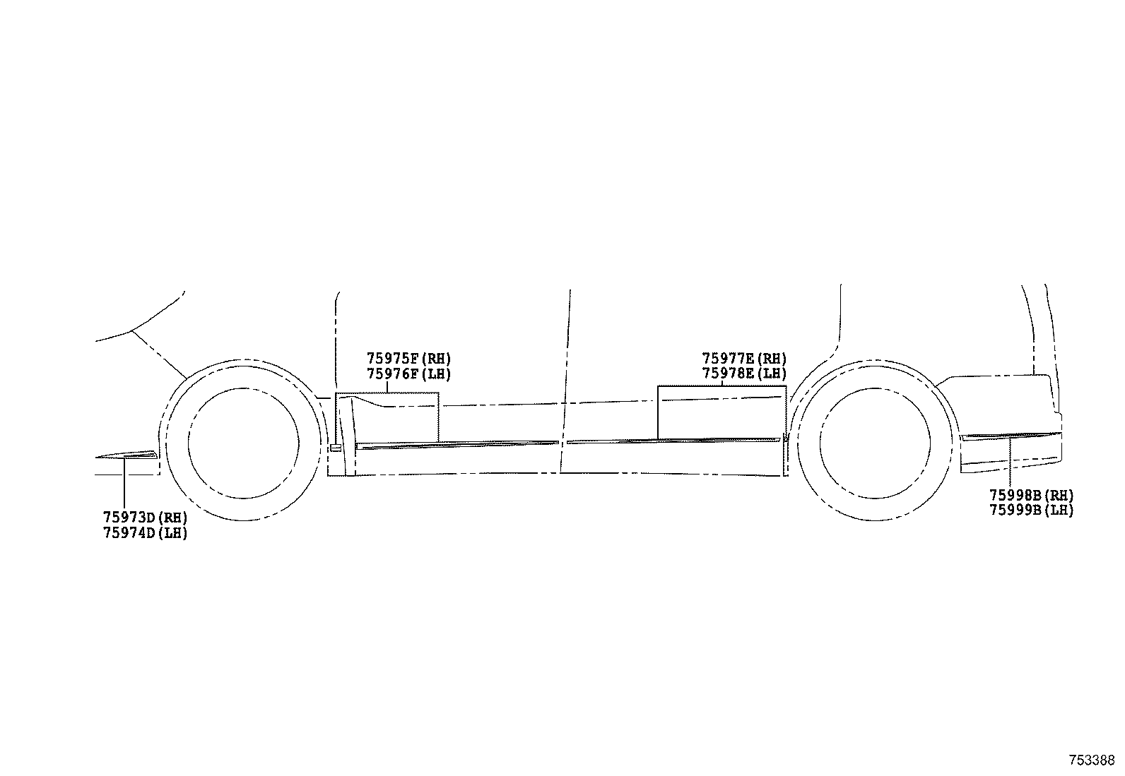 75975-28030 STRIPE, FRONT DOOR OUTSIDE, LOWER RH product image