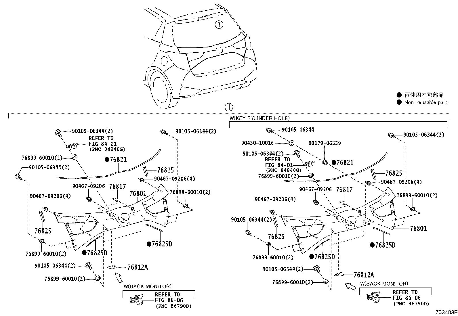 76801-0D830 GARNISH SUB-ASSY, BACK DOOR, OUTSIDE product image