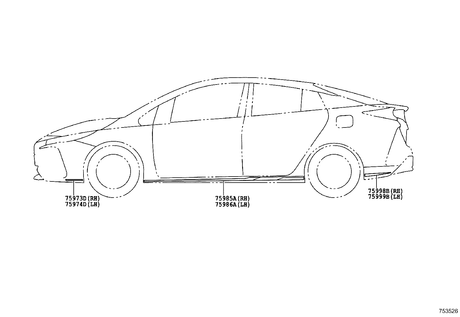 75974-47060 STRIPE, FRONT BUMPER SIDE, LH product image