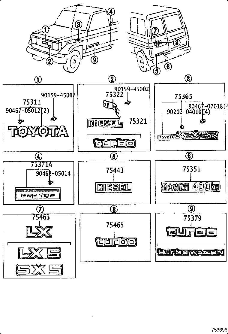 75472-90K01 PLATE, REAR NAME, NO.6 (MAXIMUM LOAD) product image