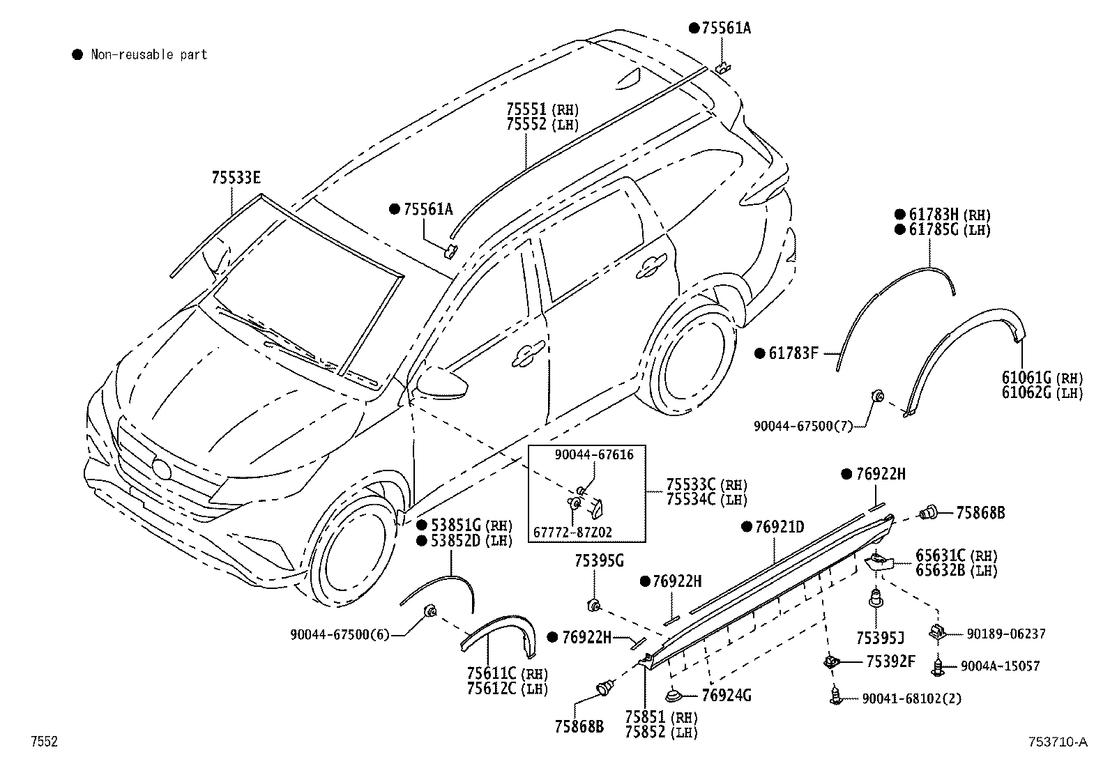 61682-BZ040 EXTENSION SUB-ASSY, REAR WHEEL OPENING, NO.1 LH product image