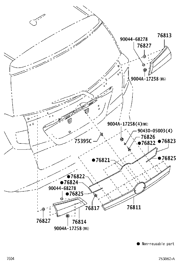 76827-BZ010 RETAINER, BACK DOOR GARNISH, NO.2 product image