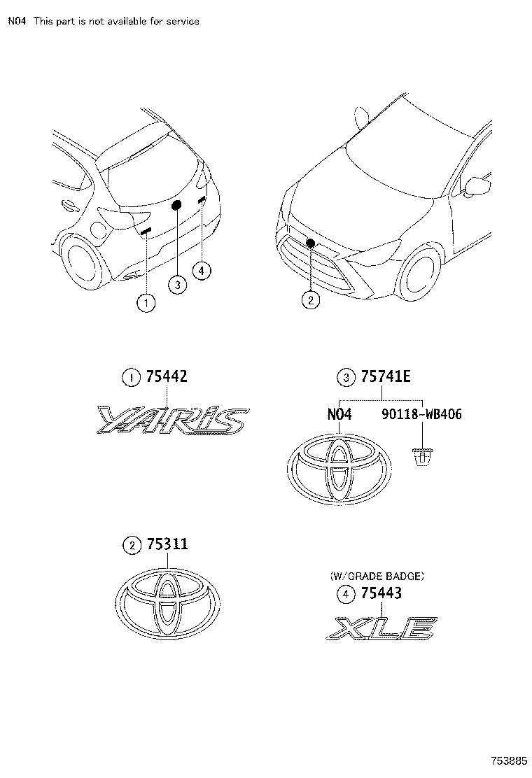 75442-WB005 PLATE, BACK DOOR NAME, NO.3 product image