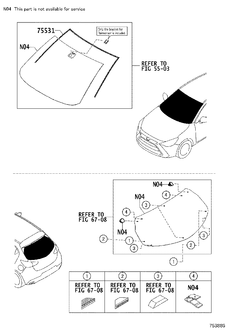 75533-WB002 MOULDING, WINDSHIELD, OUTER UPPER product image