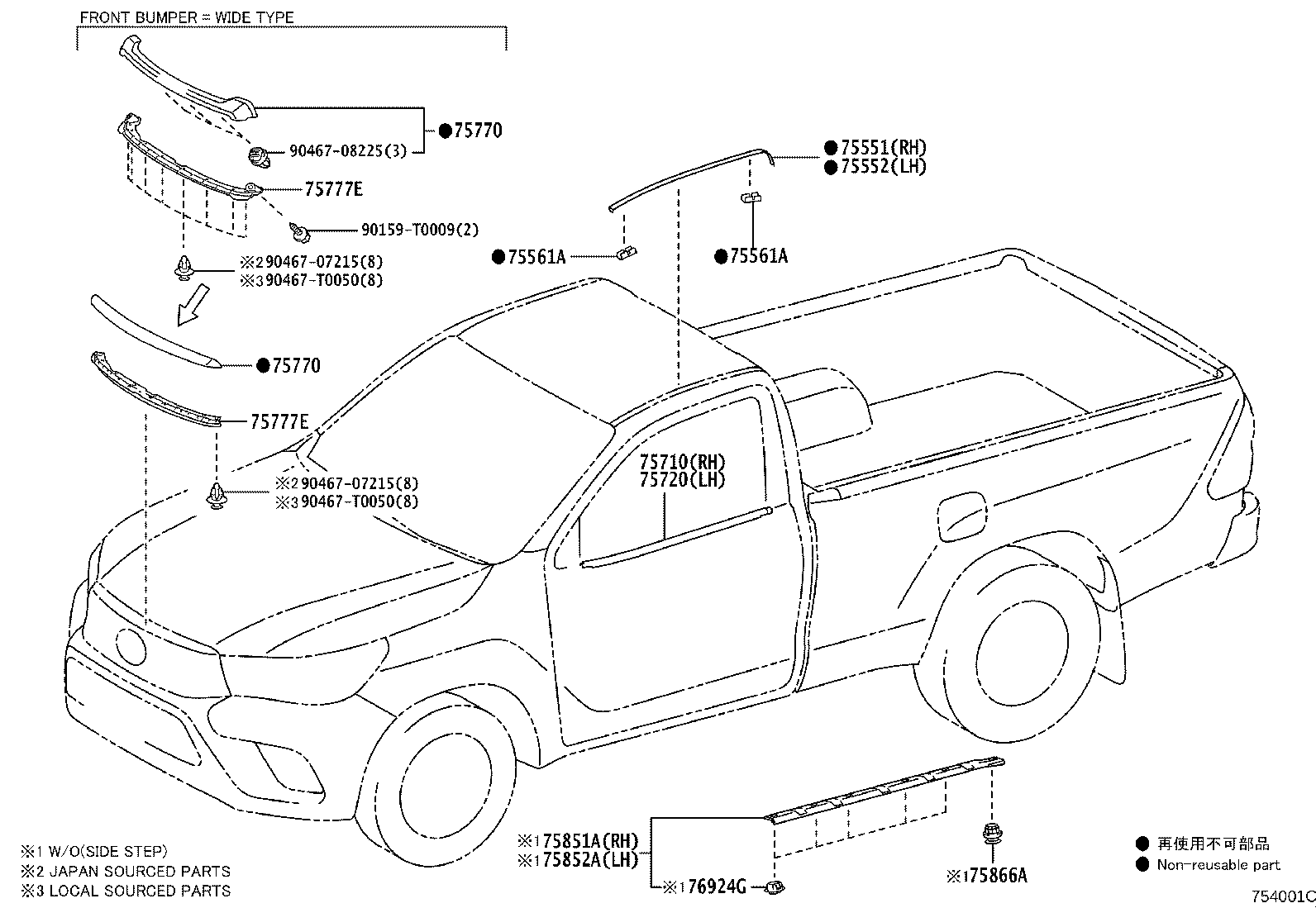 Toyota 53087-YP010 MOULDING SUB-ASSY, FRONT FENDER, RH