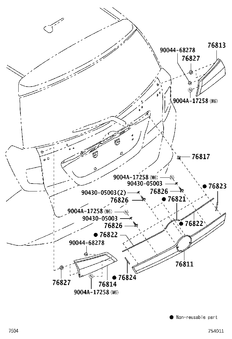 76827-BZ010 RETAINER, BACK DOOR GARNISH, NO.2 product image