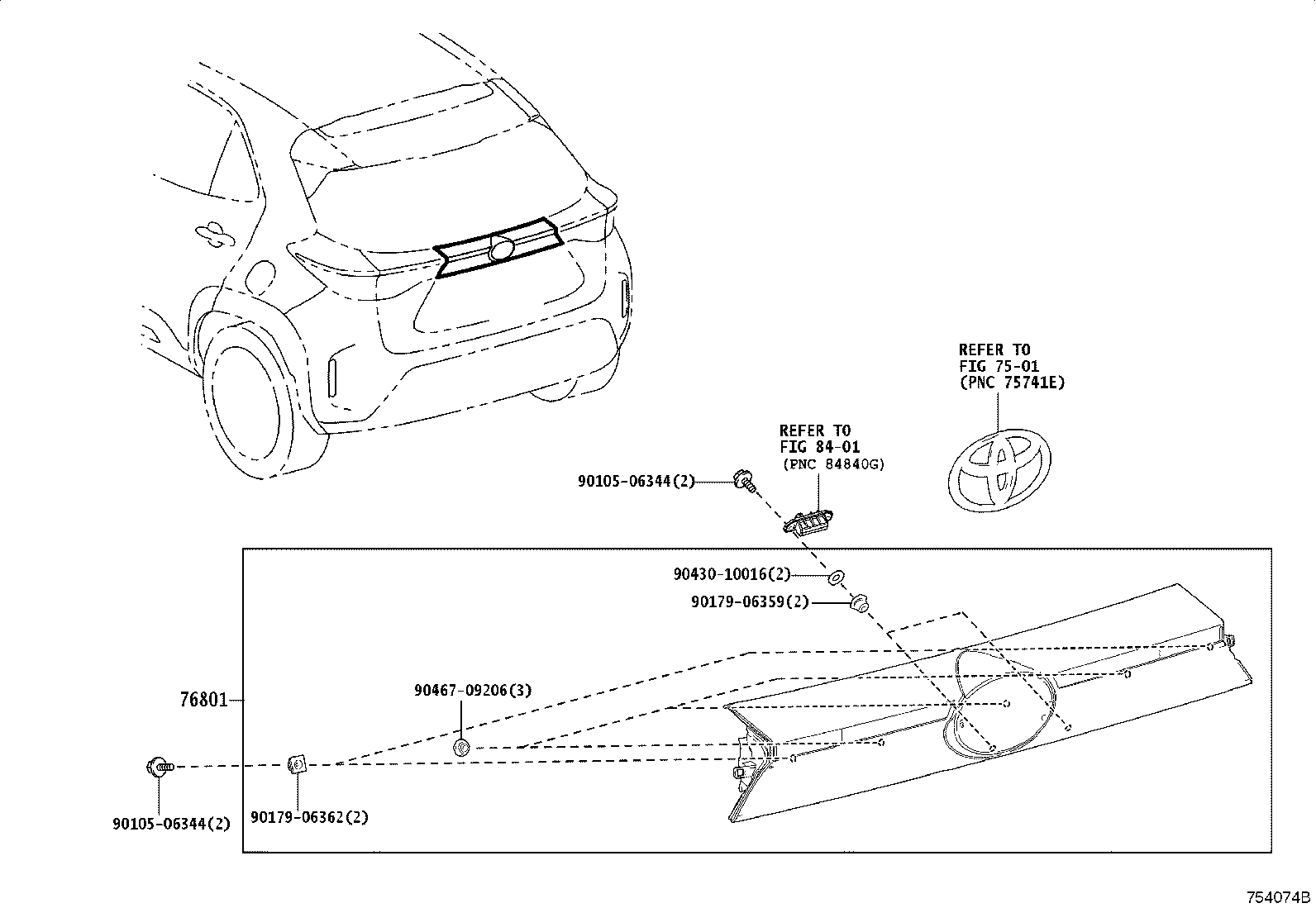 76801-52520 GARNISH SUB-ASSY, BACK DOOR, OUTSIDE product image