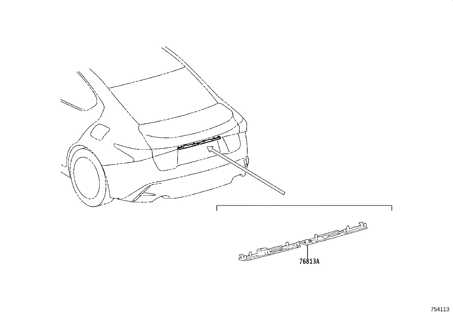 76813-53040 GARNISH, LUGGAGE COMPARTMENT DOOR, OUTSIDE NO.3 product image