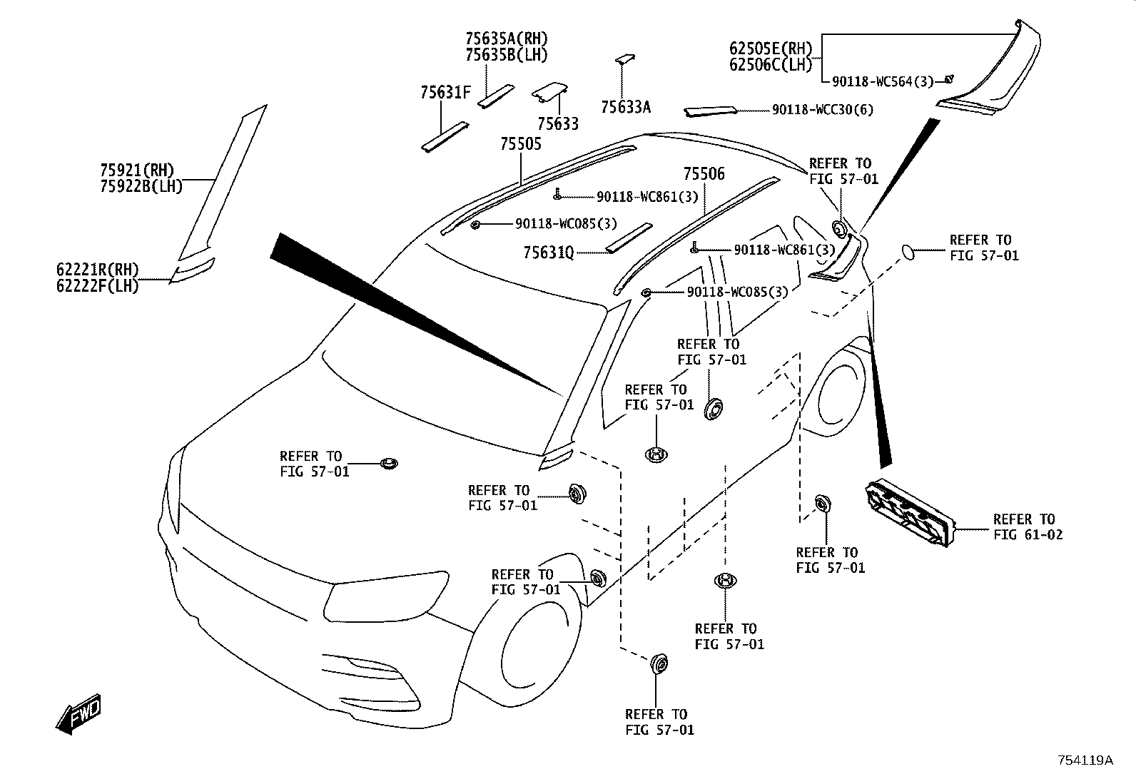 68230-WC004 MOULDING ASSY, REAR DOOR BELT, LH product image