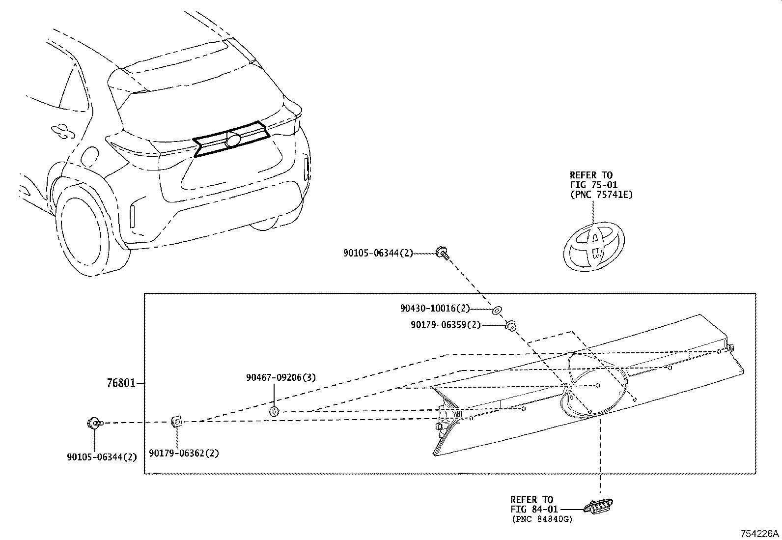 76801-0D760 GARNISH SUB-ASSY, BACK DOOR, OUTSIDE product image
