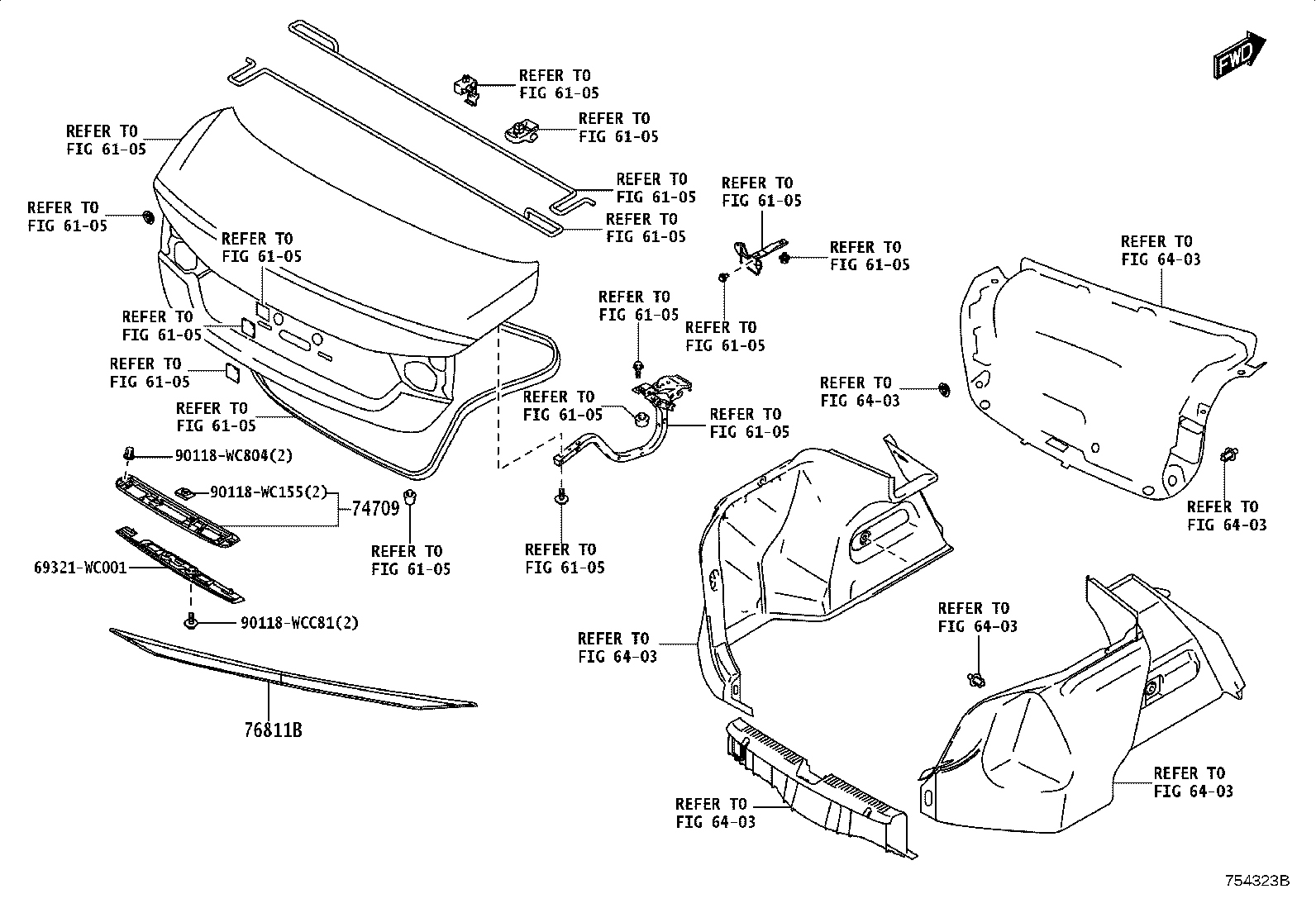 75061-WC002 GARNISH, LUGGAGE COMPARTMENT DOOR, OUTSIDE product image