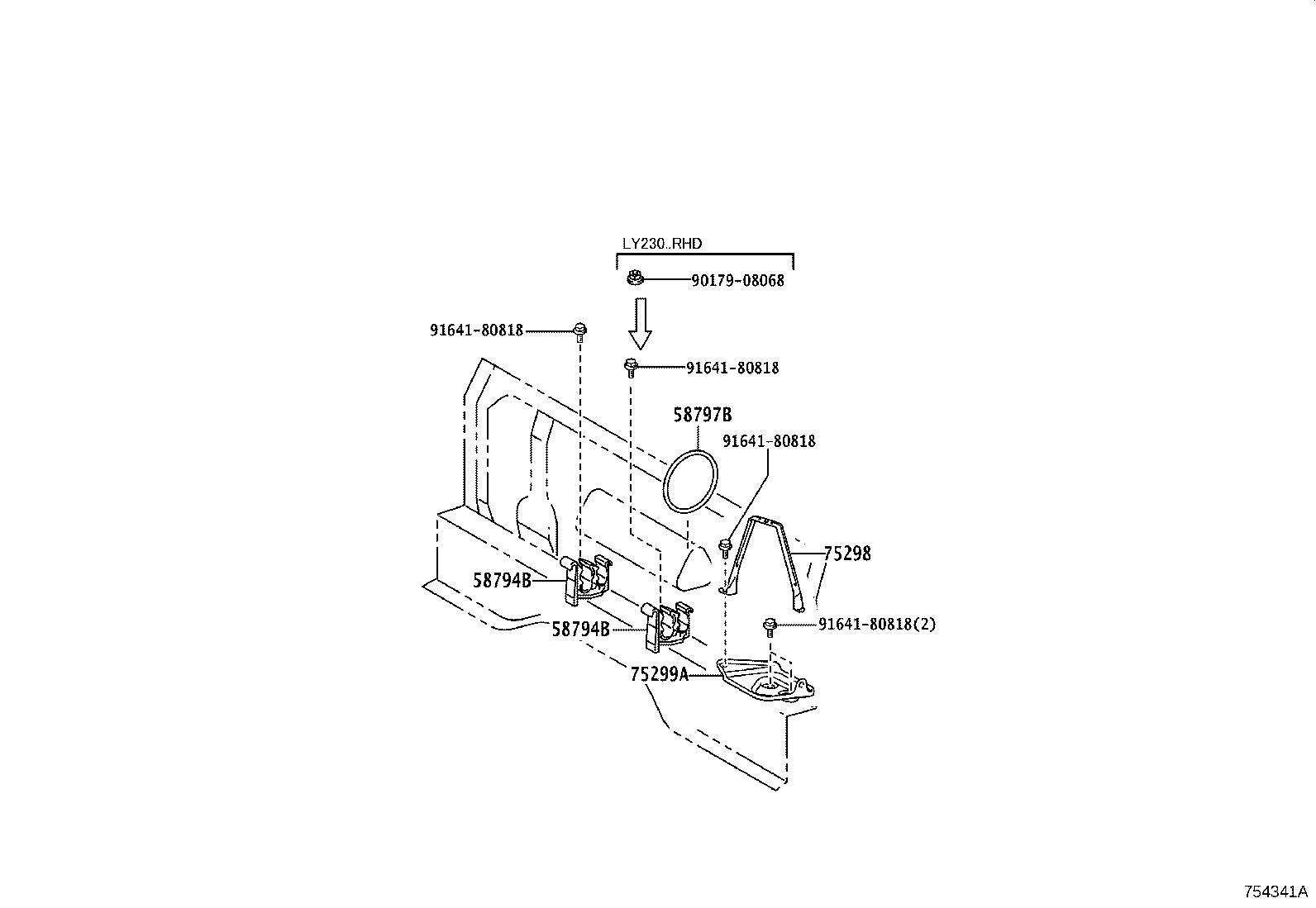 75136-25041 BRACKET, COMBINATION REAR LAMP, LH product image