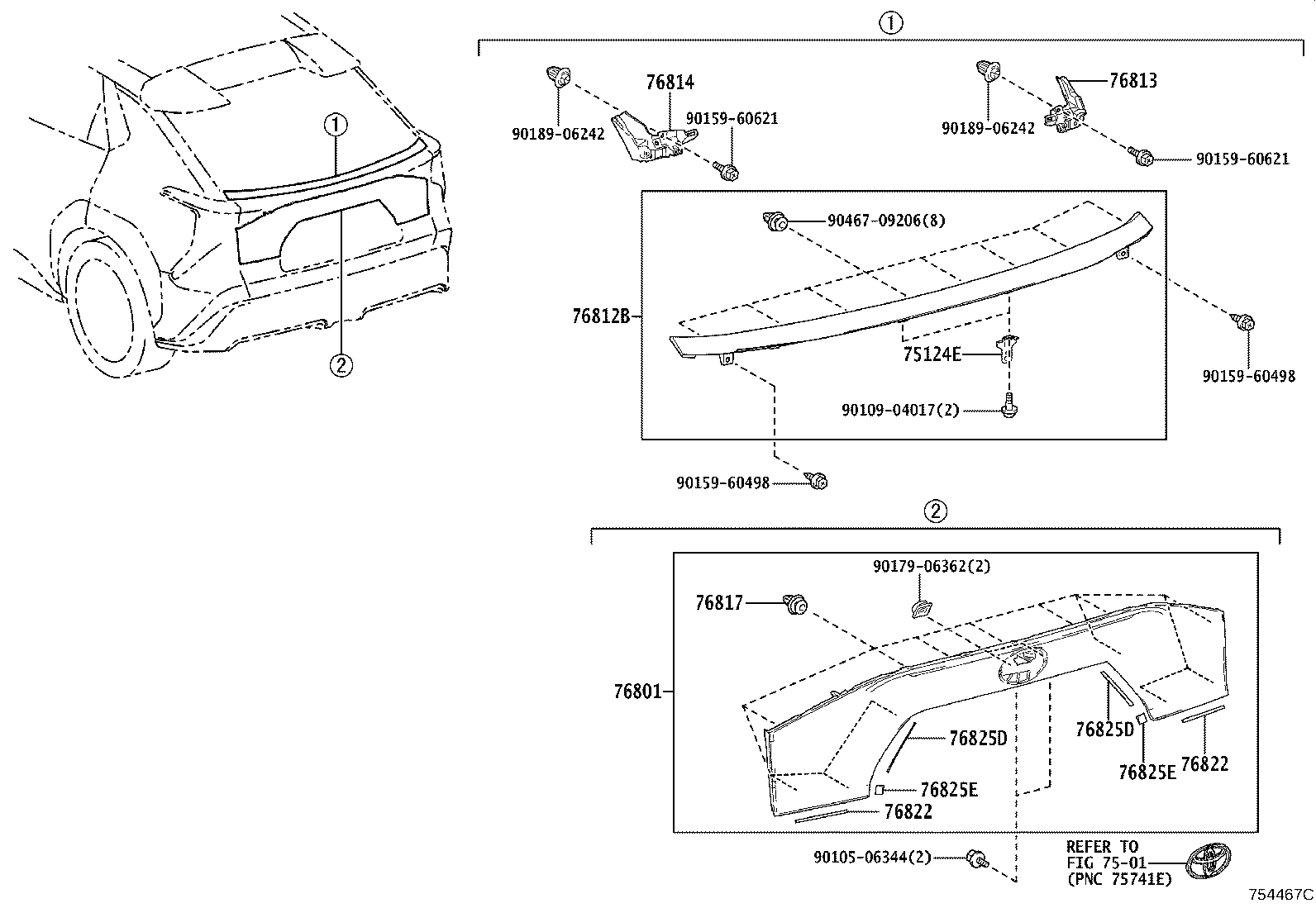 76801-42300-B0 GARNISH SUB-ASSY, BACK DOOR, OUTSIDE product image