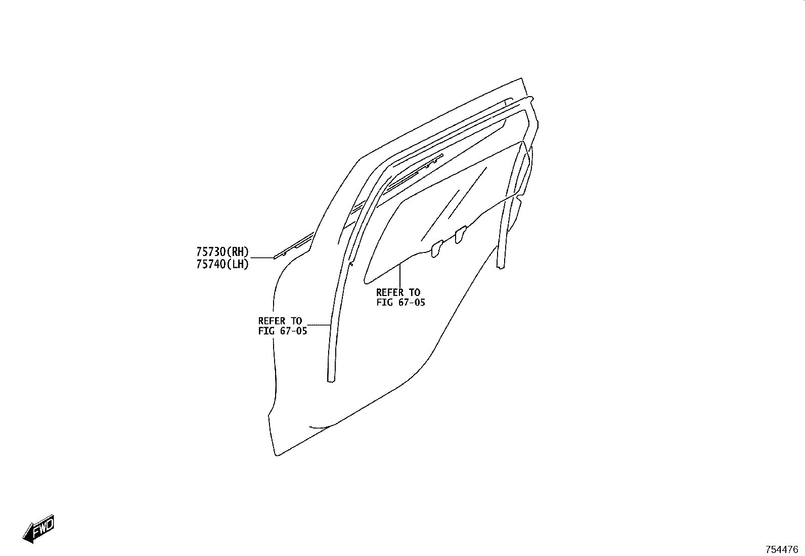 67495-WC002 MOULDING SUB-ASSY, FRONT DOOR, OUTSIDE RH product image
