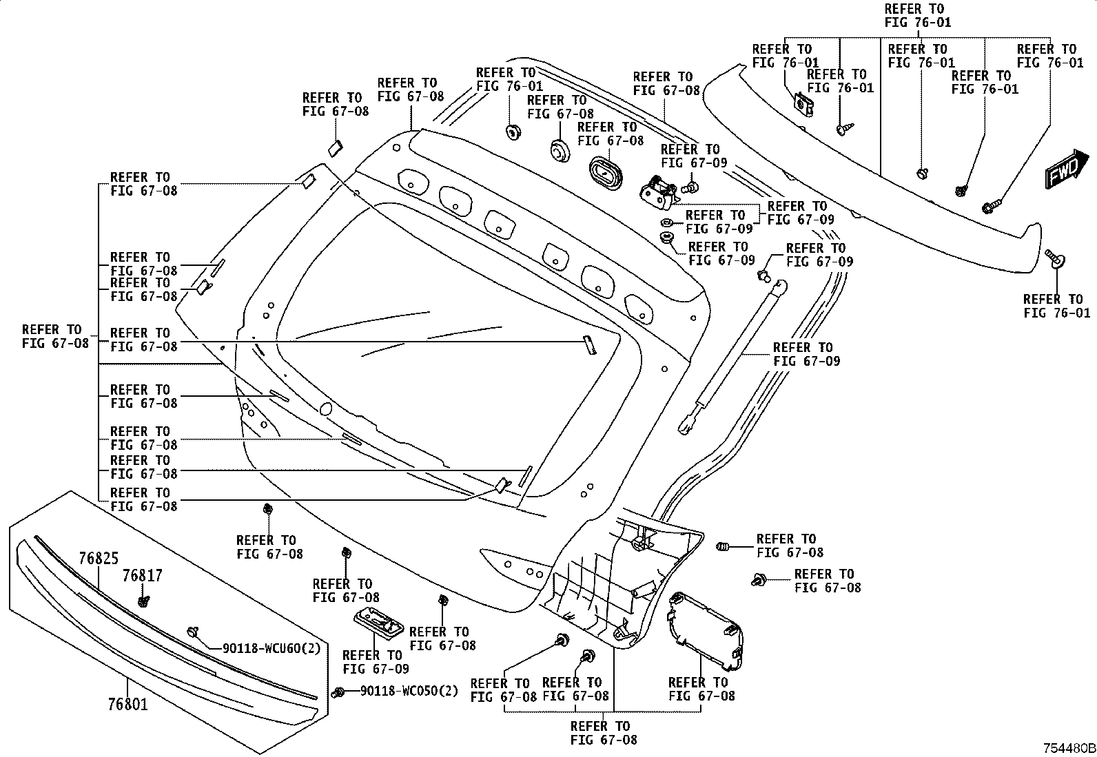 76801-WC037 GARNISH SUB-ASSY, BACK DOOR, OUTSIDE product image