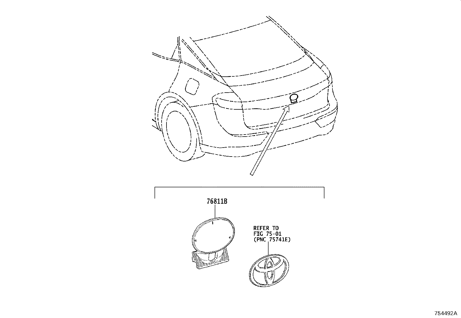 Toyota 76811-30330 GARNISH, LUGGAGE COMPARTMENT DOOR, OUTSIDE