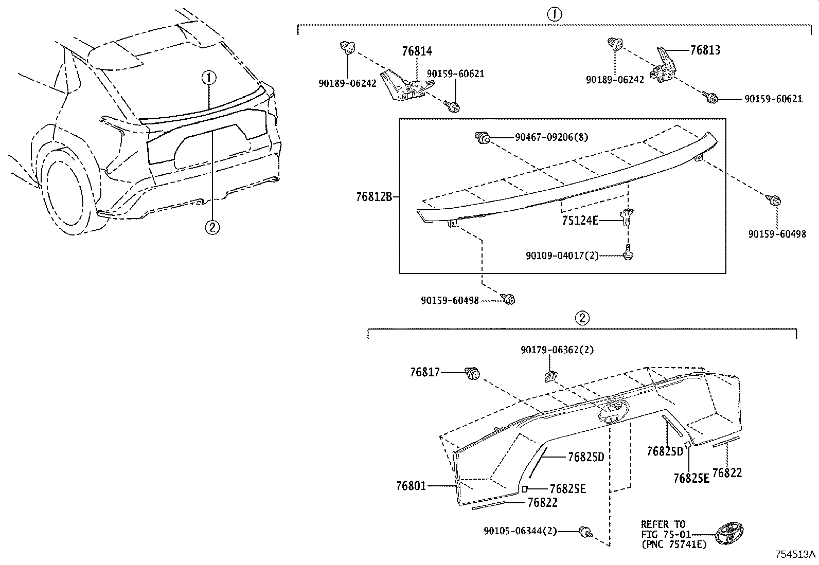 Toyota 76811-42925 GARNISH SUB-ASSY, BACK DOOR, OUTSIDE