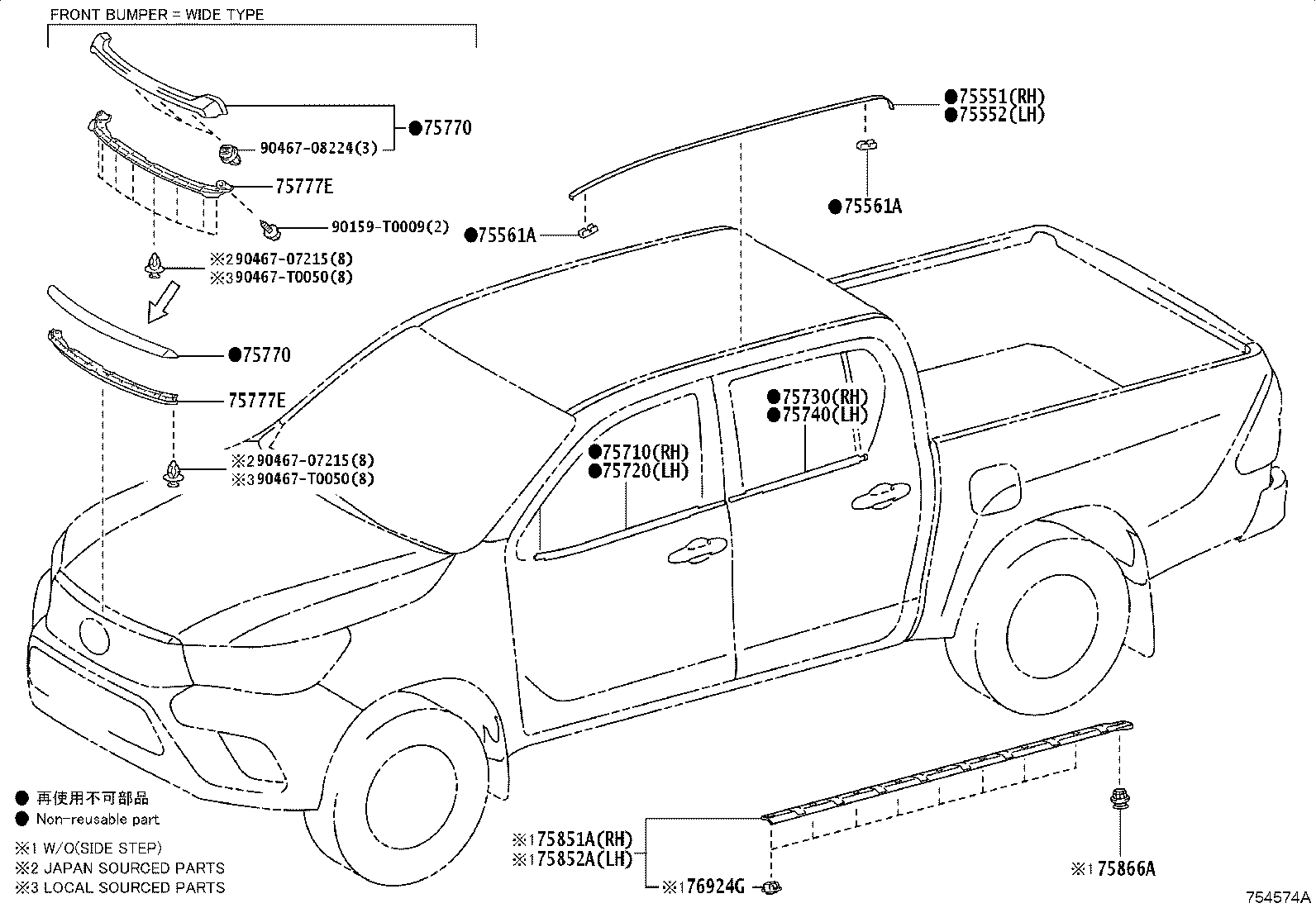 Toyota 53087-YP050 MOULDING SUB-ASSY, FRONT FENDER, RH