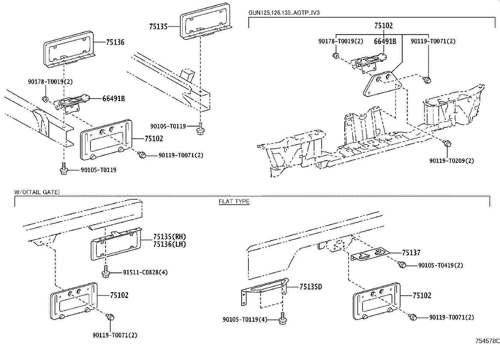 75135-0K020 BRACKET, COMBINATION REAR LAMP product image