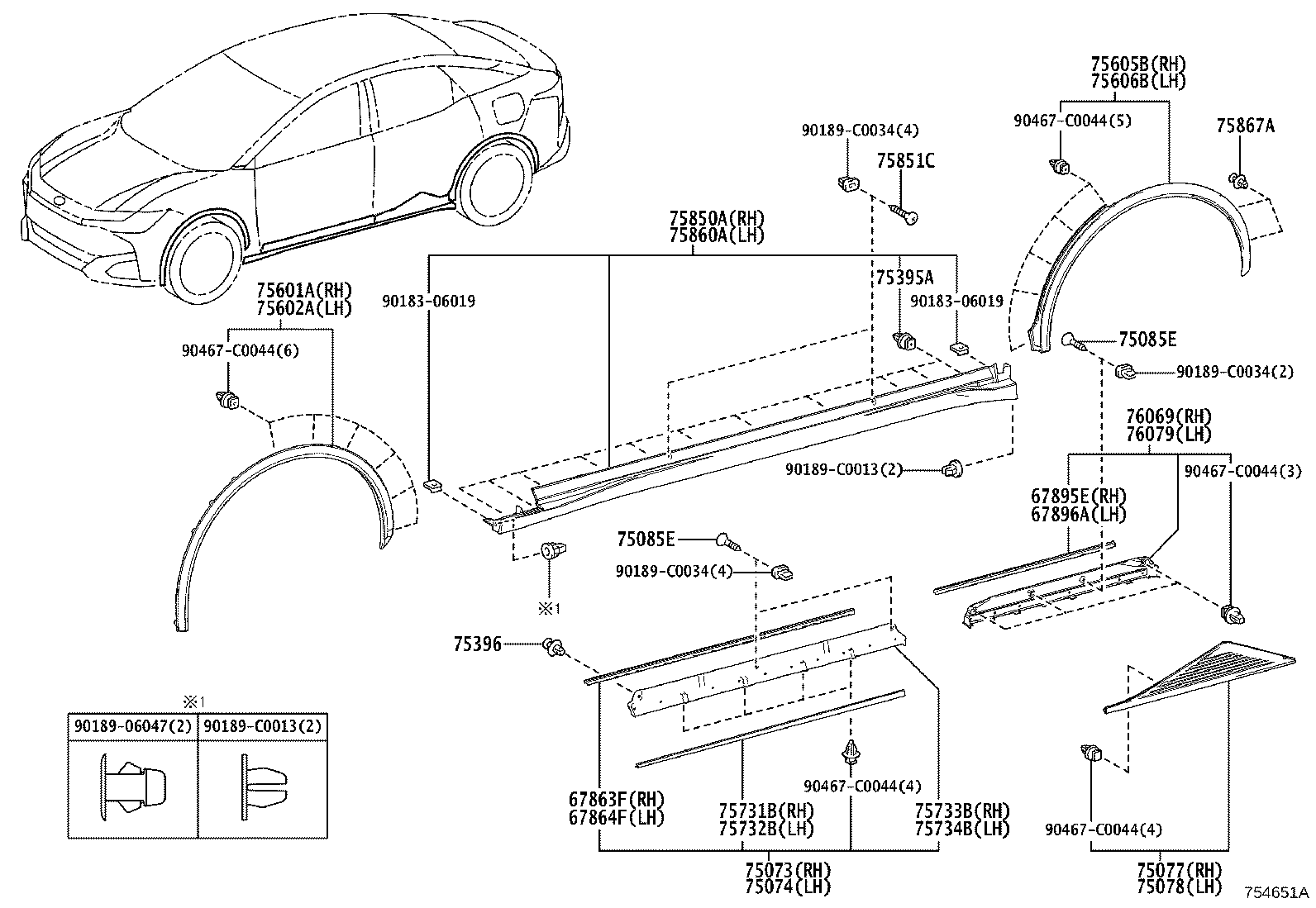 75751-03010 MOULDING, FRONT DOOR WINDOW FRAME, FRONT RH product image
