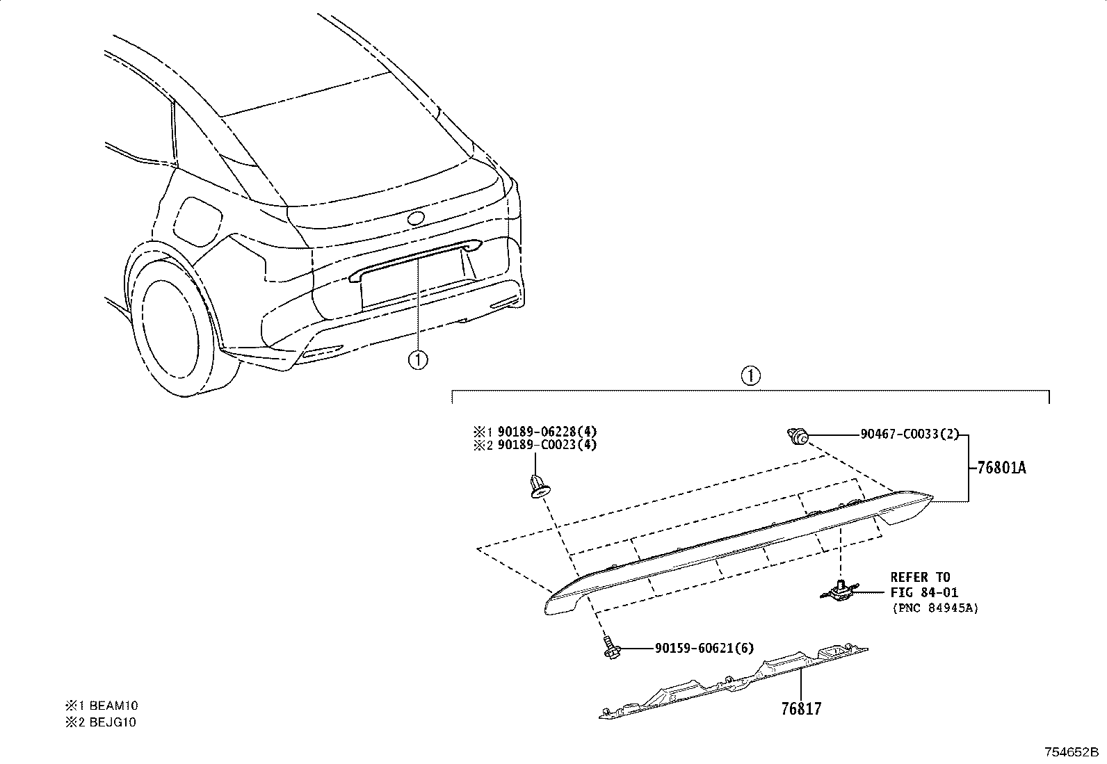 76813-03010 CLIP, BACK DOOR OUTSIDE GARNISH product image