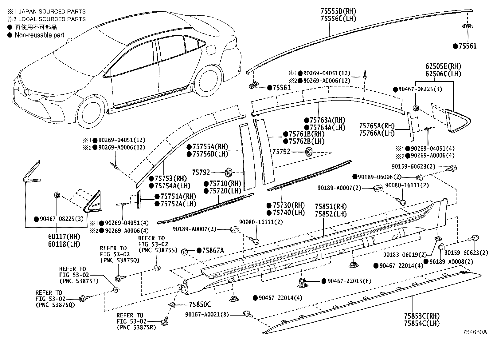Toyota 75710-02470 MOULDING ASSY, FRONT DOOR BELT, RH