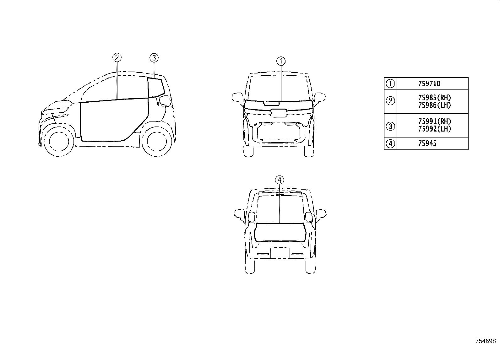 75976-55020 STRIPE, SIDE, LH NO.3 (FOR LOWER) product image
