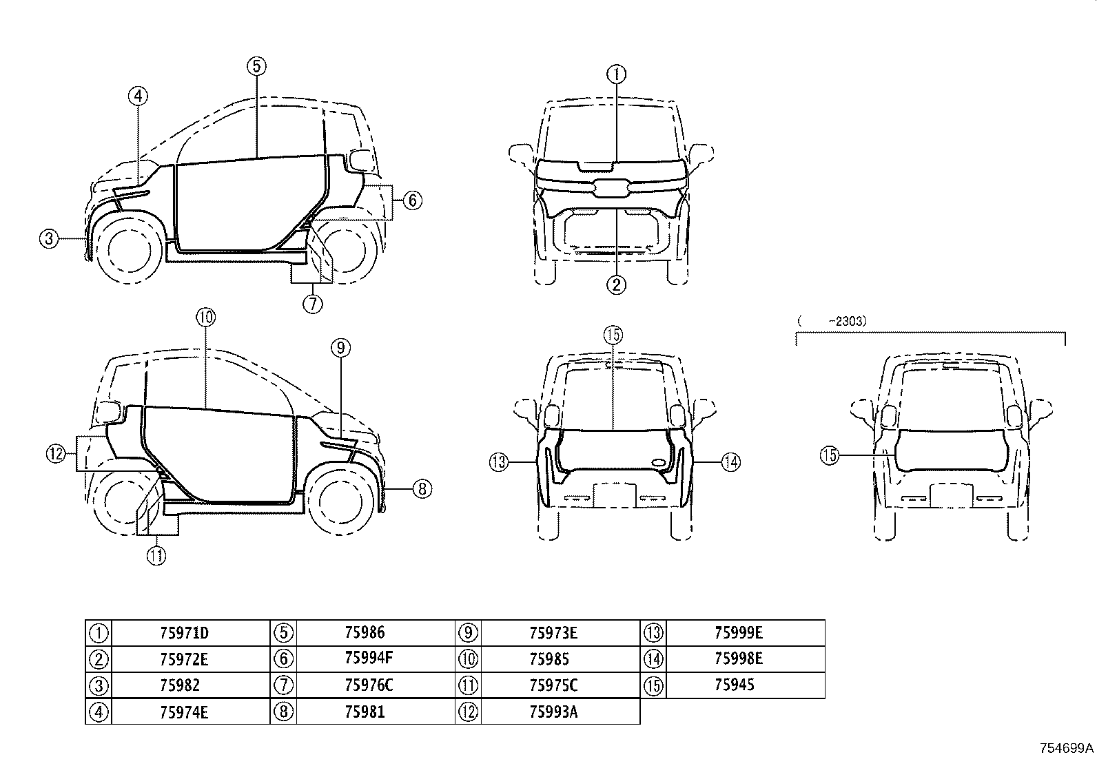 75976-55020 STRIPE, SIDE, LH NO.3 (FOR LOWER) product image